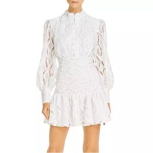 Bardot White Lace Long Sleeve Dress